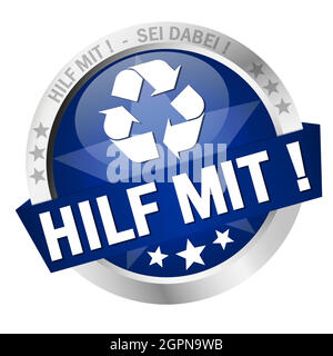 Button with Banner help (in german) Stock Vector