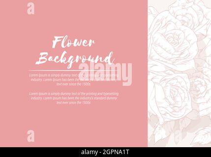 Background Floral Hand Drawn Rose Sketch Template Vector Layout Stock Vector