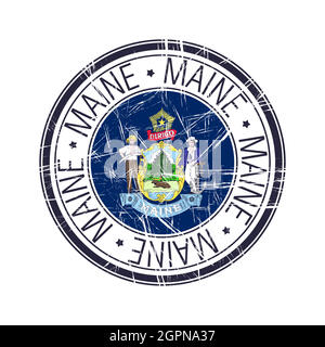 Maine map with stamp vintage vector background Stock Vector Image & Art ...