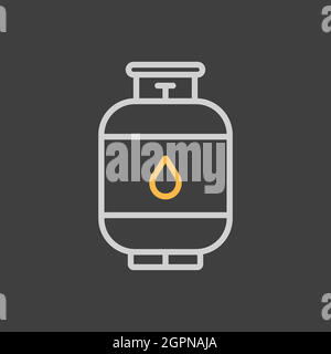Propane gas cylinder vector icon on dark background Stock Vector