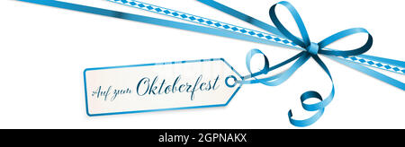 Oktoberfest blue ribbon bow with hang tag Stock Vector