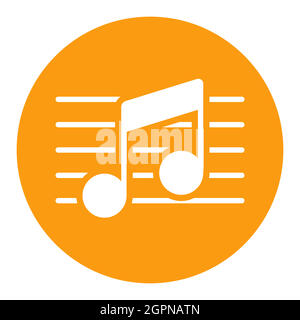 Stave and music notes vector white glyph icon Stock Vector