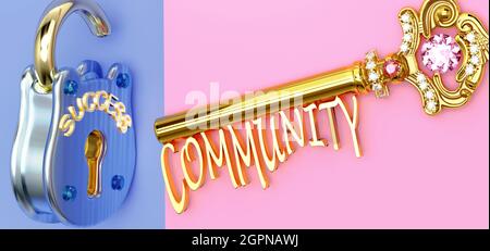 Key to success is Community - to win in work, business, family or life you need to focus on Community, it opens the doors that lead to victories and g Stock Photo