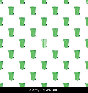 Trash can on wheels pattern, cartoon style Stock Vector