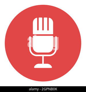 Retro microphone vector flat white glyph icon Stock Vector