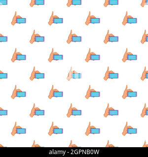 Smartphone in hand pattern, cartoon style Stock Vector