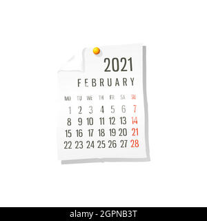 2021 February vector calendar Stock Vector