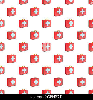 First aid kit pattern, cartoon style Stock Vector