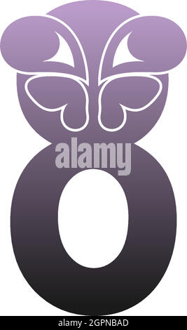 Number 8 with butterfly icon logo design vector Stock Vector