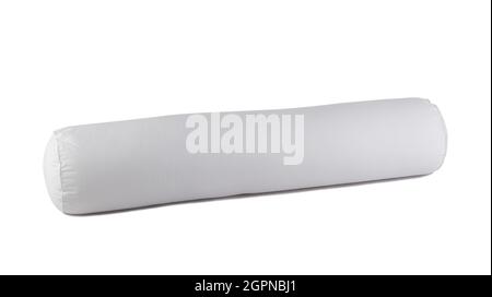 White bolster pillow isolated on white background Stock Photo