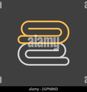 Stack of folded bath towels or napkins vector icon on dark background Stock Vector