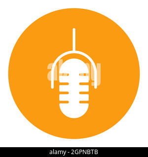 Retro microphone vector flat white glyph icon Stock Vector