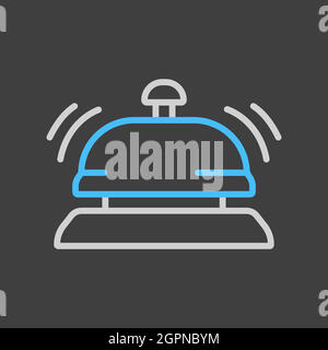Counter bell, hotel, service vector icon on dark background Stock Vector