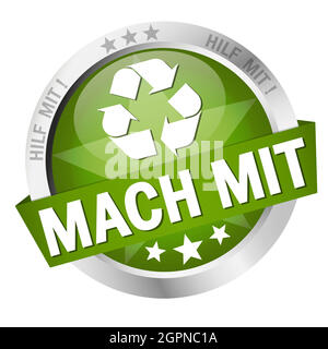 Button with Banner take part (in german) Stock Vector