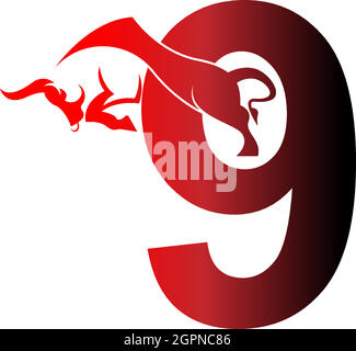Mix letter logo icon with bull design symbol template Stock Vector