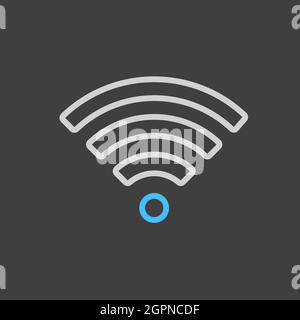 Wi Fi wireless network flat vector icon on dark background Stock Vector