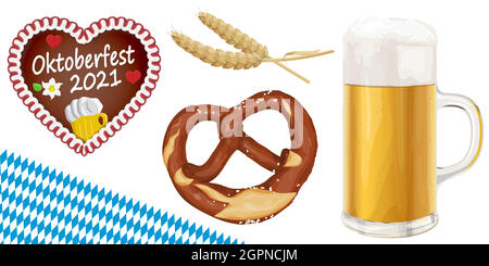 collection Oktoberfest objects 2021 Stock Vector