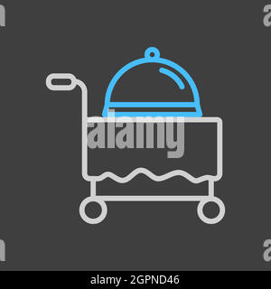 Hotel room service vector icon on dark background Stock Vector
