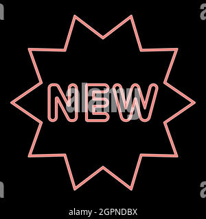 Neon new symbol the red color vector illustration flat style image Stock Vector