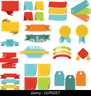 Different colorful labels icons set, flat style Stock Vector