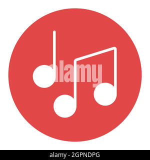 Music notes, song, melody or tune flat vector white glyph icon Stock Vector