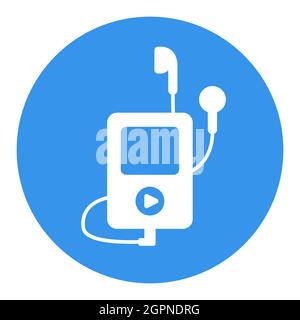 Media player with headphones vector white glyph icon Stock Vector