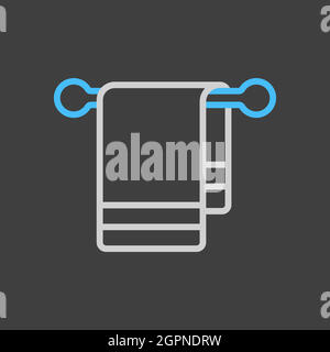 Towel in hook vector icon on dark background Stock Vector