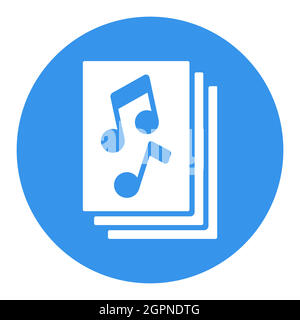 Music book with musical notes vector white glyph icon Stock Vector