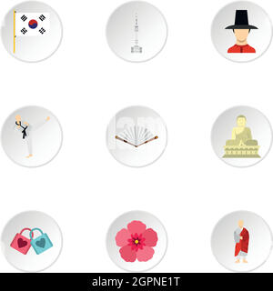 Stay in South Korea icons set, cartoon style Stock Vector Image & Art ...