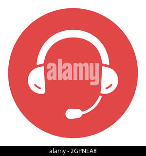 Headset. Headphones with microphone vector white glyph icon Stock Vector