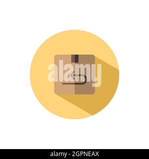 Box package return icon in flat style. Delivery box with arrow ...
