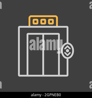 Elevator, lift flat vector icon on dark background Stock Vector