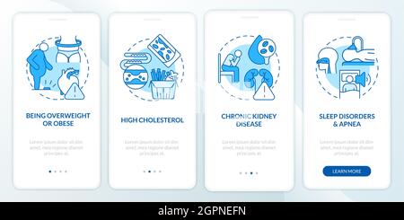 High blood pressure causes onboarding mobile app page screen Stock Vector