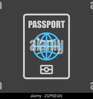 Passport vector icon on dark background, identification symbol Stock Vector