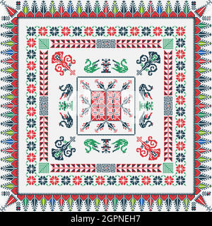 Traditional Palestinian Embroidery Pattern 14 Stock Vector