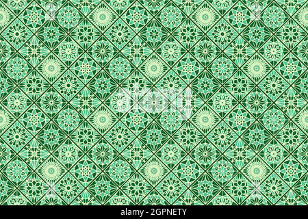 Green tiles patchwork Stock Vector