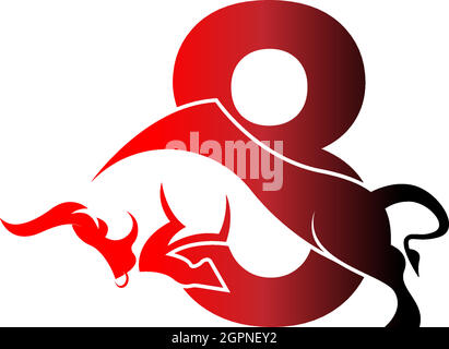 Mix letter logo icon with bull design symbol template Stock Vector