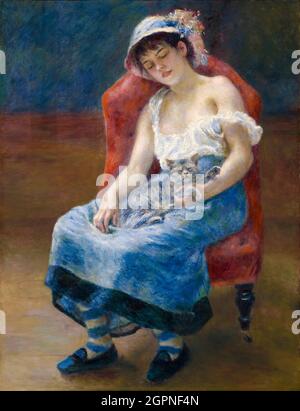 Pierre Auguste Renoir, Sleeping Girl, painting, 1880 Stock Photo