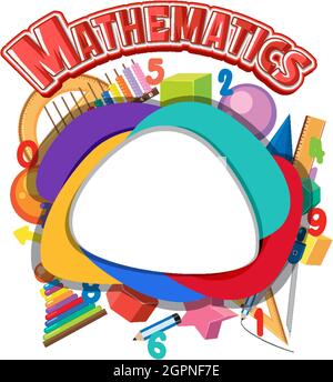 Blank math template with math tools and elements illustration Stock Vector