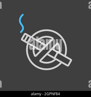 No smoking sign vector icon on dark background Stock Vector