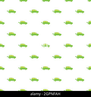 Green electric car pattern, cartoon style Stock Vector