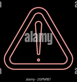Neon sign of attention the red color vector illustration flat style image Stock Vector