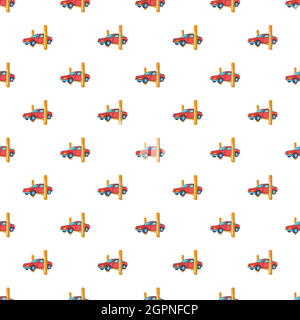 Car lifting pattern, cartoon style Stock Vector