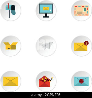 Letter icons set, flat style Stock Vector