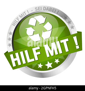 Button with Banner help (in german) Stock Vector