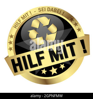 Button with Banner help (in german) Stock Vector