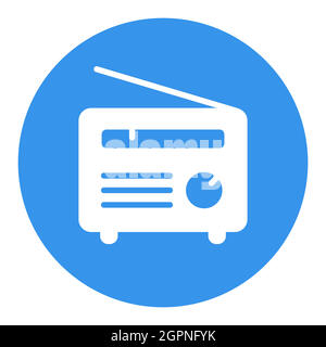 Retro radio vector flat white glyph icon Stock Vector