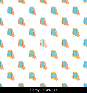 Mobile phone in hand pattern, cartoon style Stock Vector