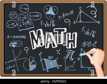 Hand writing math formula on blackboard illustration Stock Vector