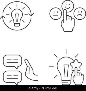 Logical and rational thinking linear icons set Stock Vector